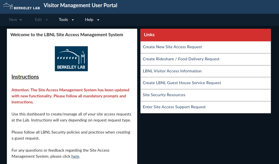Veoci Berkeley Lab Site Access and Visitor Management System